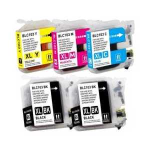 Compatible Brother LC103 XL ink cartridges, High Yield, 5 pack