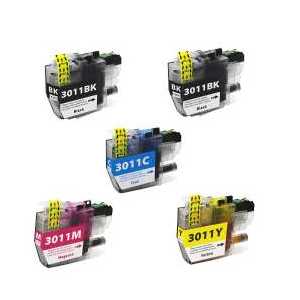 Compatible Brother LC3011 XL ink cartridges, 5 pack