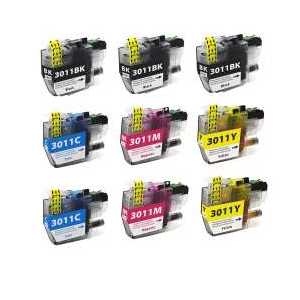 Compatible Brother LC3011 XL ink cartridges, 9 pack