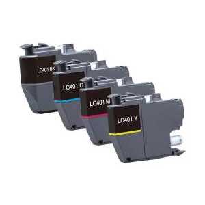 Compatible Brother LC401 ink cartridges, 4 pack