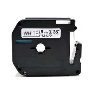 Compatible Brother M-K221 label tape for P-Touch - 9mm Black on White