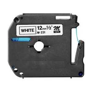 Compatible Brother M-K231 label tape for P-Touch - 12mm Black on White