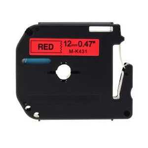 Compatible Brother M-K431 label tape for P-Touch - 12mm Black on Red