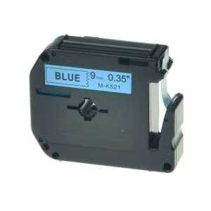 Compatible Brother M-K521 label tape for P-Touch - 9mm Black on Blue