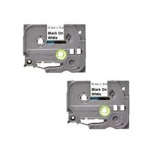 Compatible Brother TZe231 label tape for P-Touch - 12mm Black on White, 2 pack