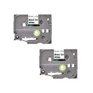 Compatible Brother TZe241 label tape for P-Touch - 18mm Black on White, 2 pack