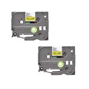 Compatible Brother TZe631 label tape for P-Touch - 12mm Black on Yellow, 2 pack