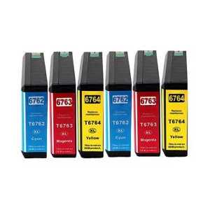 Remanufactured Epson 676XL ink cartridges, 6 pack