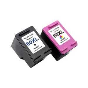 Remanufactured HP 60XL ink cartridges, 2 pack