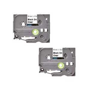 Compatible Brother TZe141 label tape for P-Touch - 18mm Black on Clear, 2 pack