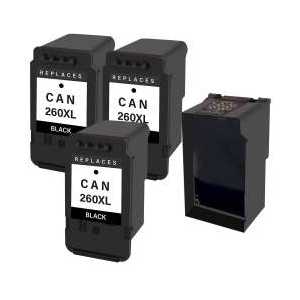 Compatible Canon PG-260XL Black plug-in ink cartridge, High Yield, 3 pack