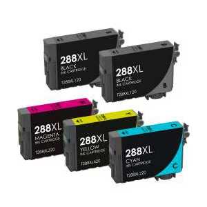 Remanufactured Epson 288XL ink cartridges, 5 pack