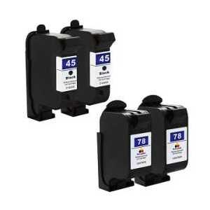 Remanufactured HP 45, 78 ink cartridges, 4 pack