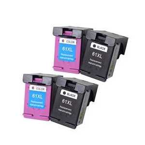 Remanufactured HP 61XL ink cartridges, 4 pack