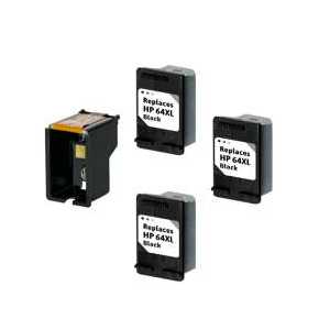 Compatible HP 64XL Black plug-in ink cartridge, High Yield, 3 pack