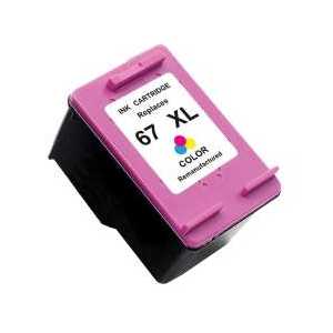 Remanufactured HP 67XL Color ink cartridge, High Yield, 3YM58AN