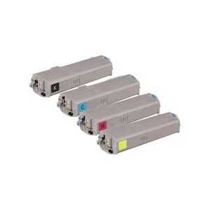 Compatible OKI 46490604, 46490603, 46490602, 46490601 toner cartridges, High Yield, 4 pack