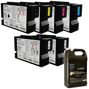 Original Ricoh Type G1/G2 Garment ink cartridges for Ri 1000X DTG Printer - 200ml - 6 pack - 1L pretreatment